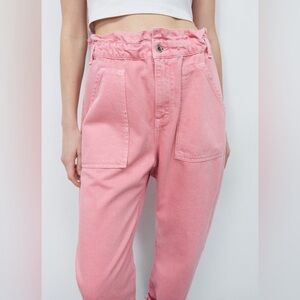 Zara, Paper bag pink jeans, size 6